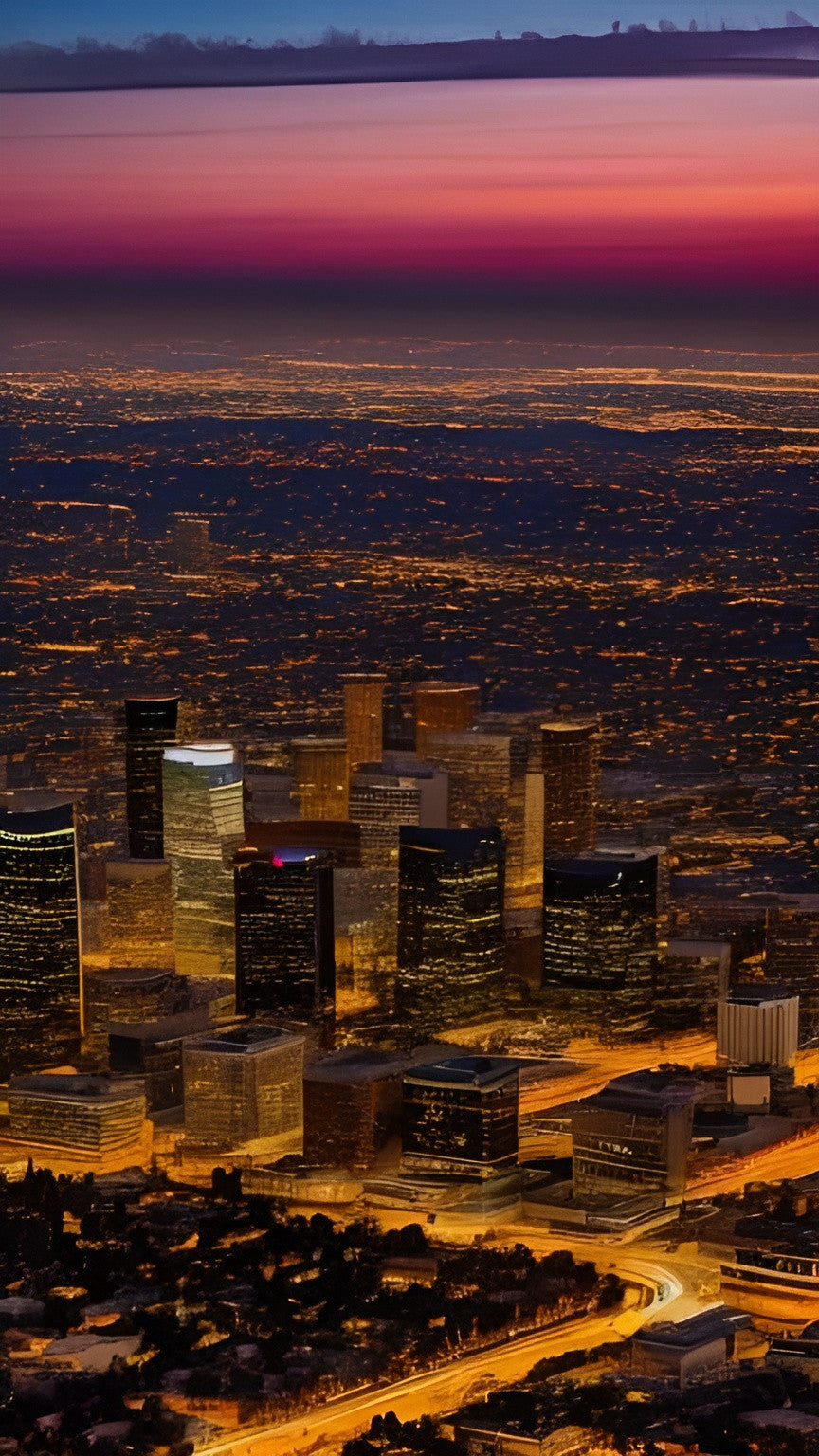 AI image of downtown los angeles in regal image style night